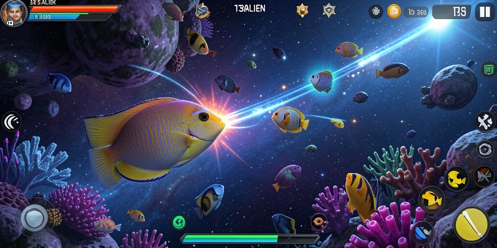 Tampilan gameplay menembak ikan yang seru dan menarik.