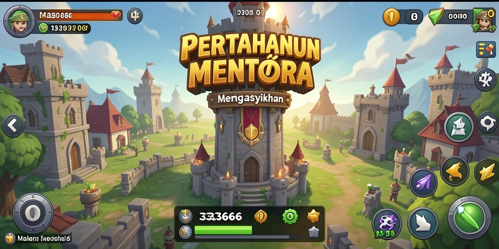 Tampilan menarik dari gameplay Tower Defense di 333666.