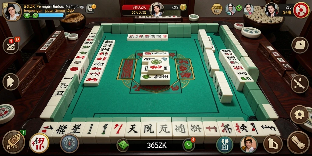 Tampilan screenshot utama 365ZK yang menampilkan permainan Mahjong yang seru.