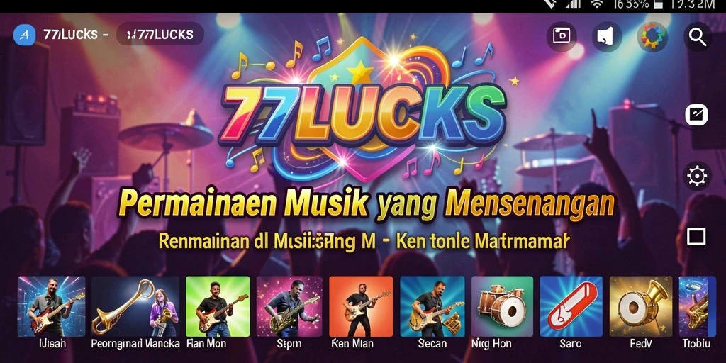 Screenshot menampilkan gameplay seru dari 77LUCKS dengan berbagai lagu.