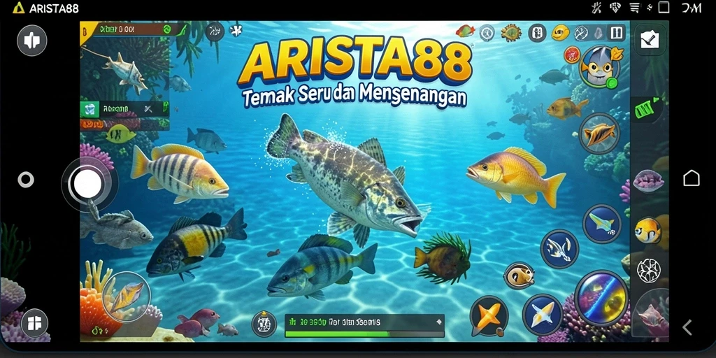 Tampilan gameplay ARISTA88 dengan aksi menembak ikan yang seru.