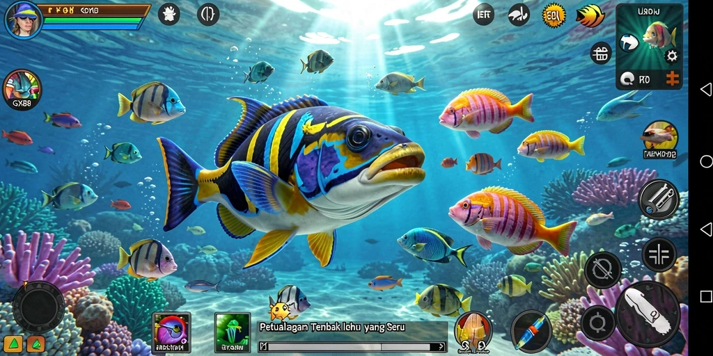 Screenshot menampilkan gameplay seru Tembak Ikan.