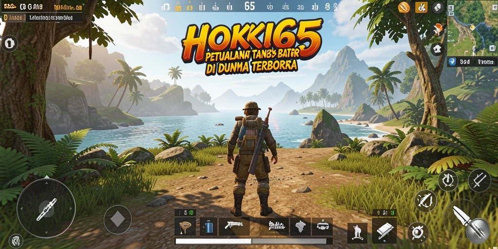 Tampilan gameplay HOKI65 dengan dunia terbuka yang luas.