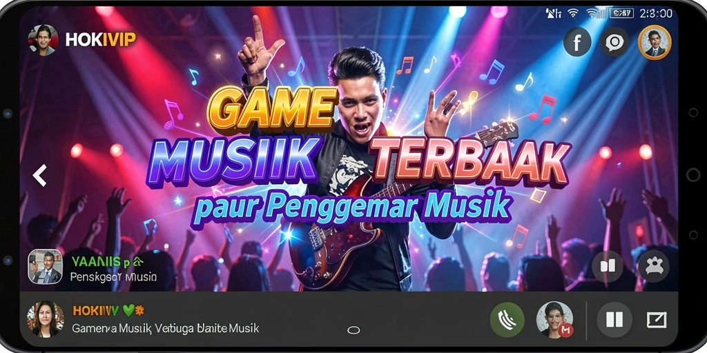 Tampilan interaktif dari gameplay HOKIVIP yang penuh musik.