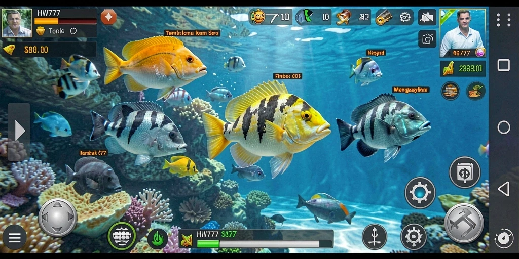 Tampilan gameplay seru saat menangkap ikan dalam HW777.