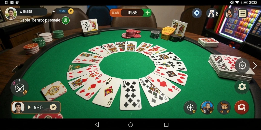 Screenshot dari gameplay <strong>INS55</strong> menunjukkan suasana permainan Gaple yang seru.