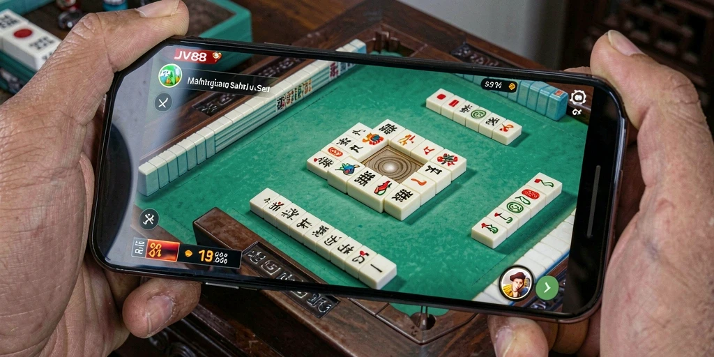 Screenshot utama JV88 menunjukkan gameplay Mahjong yang menarik dan penuh tantangan.