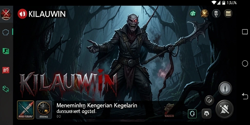 Screenshot gameplay KILAUWIN menampilkan suasana kegelapan dan ketegangan.