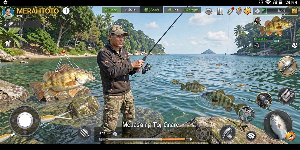 Tampilan memukau gameplay memancing dalam MERAHTOTO.
