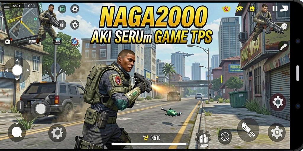 Screenshot menunjukkan aksi seru dalam gameplay NAGA2000 dengan karakter sedang bertempur.