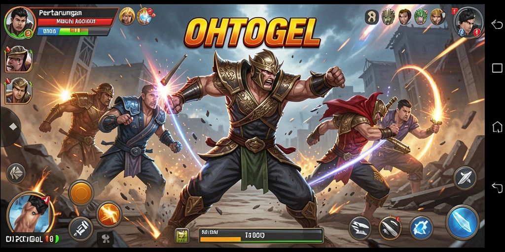 Tampilan gameplay OHTOGEL yang mendebarkan dengan aksi pertarungan seru.