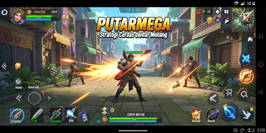Screenshot gameplay PUTARMEGA menampilkan aksi strategi seru.