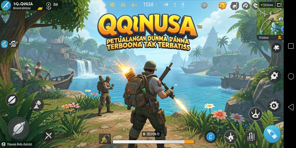 Screenshot utama QQNUSA menampilkan gameplay Open World yang mengesankan.