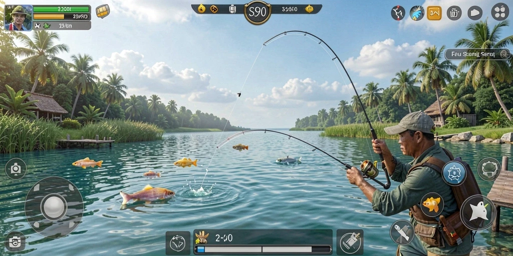 Tangkapan ikan memukau dalam gameplay S80 yang mengesankan.