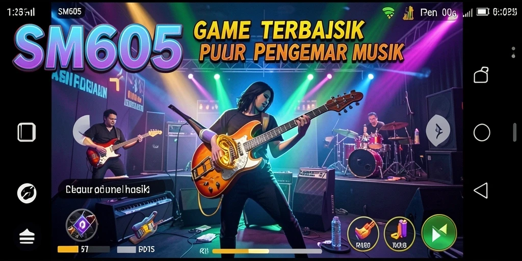 Tampilan gameplay SM605 yang menampilkan interaksi musik yang seru.