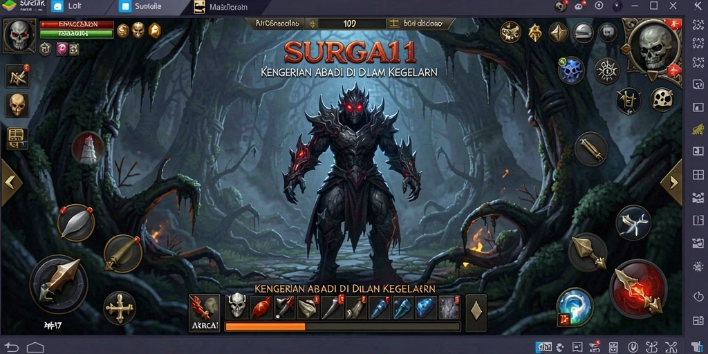 Tampilan gameplay menegangkan di SURGA11 dengan suasana yang mencekam.