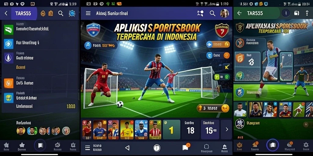 Tampilan permainan sportsbook dalam aplikasi TAR555 dengan berbagai pilihan taruhan.