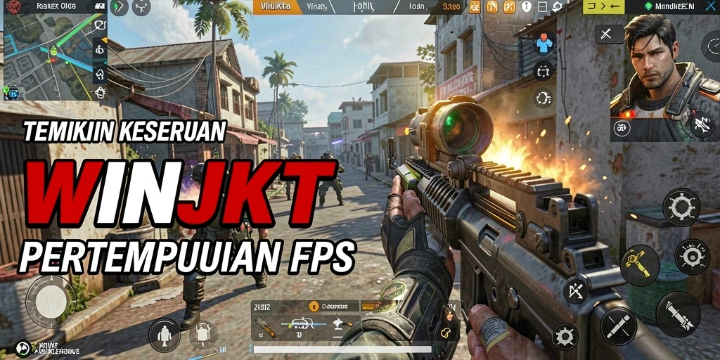 Screenshot gameplay WINJKT menampilkan aksi tembak-menembak yang intens.